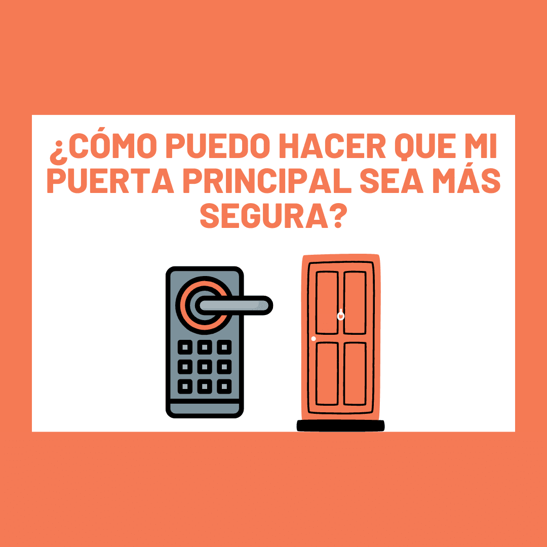 Ilustración de una puerta de entrada con una cerradura electrónica de teclado al lado